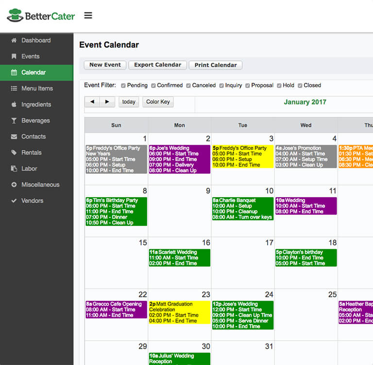 screenshot of Better Cater